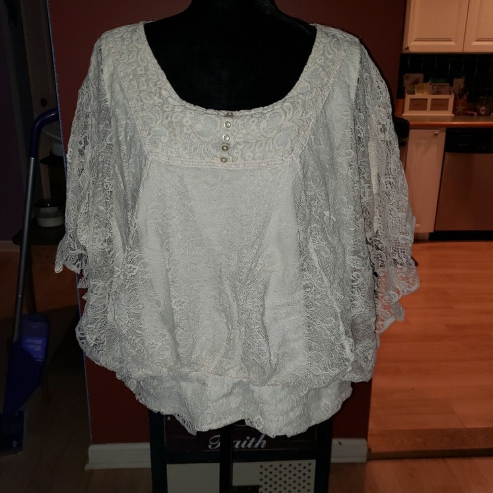 Plus Size Style & Co Lace Top 2X Gray
